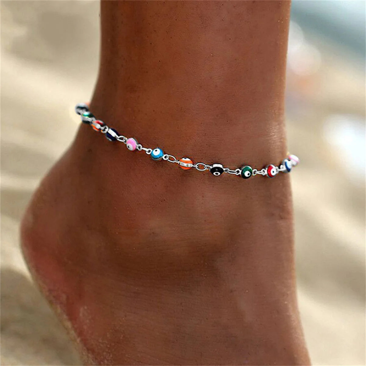 ✨ Turkish Evil Eye Tassel Anklet – Bohemian Lucky Foot Jewelry for Women 🔷 خلخال شرابة بوهيمي بعين الحسود التركية – إكسسوار حظ أنيق للقدم للنساء