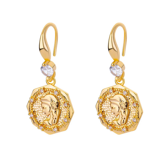 ✨ Luxury Zircon Heart & Moon Hoop Earrings – Imitation Pearl Stainless Steel Wedding Jewelry 🔷 أقراط دائرية فاخرة بزركون وقلب وهلال – تصميم أنيق مع لؤلؤ صناعي من الستانلس ستيل