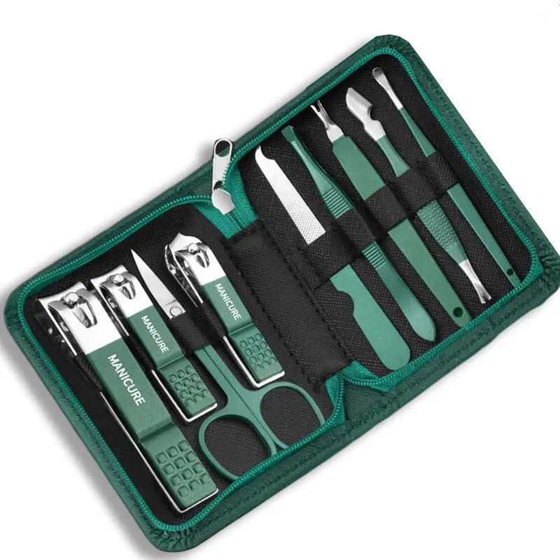 Professional 7/10/12/18-Piece Stainless Steel Nail Care Kit – Manicure & Pedicure Travel Set with Case | طقم عناية بالأظافر احترافي 7/10/12/18 قطعة من الستانلس ستيل – مانيكير وباديكير مع حقيبة سفر
