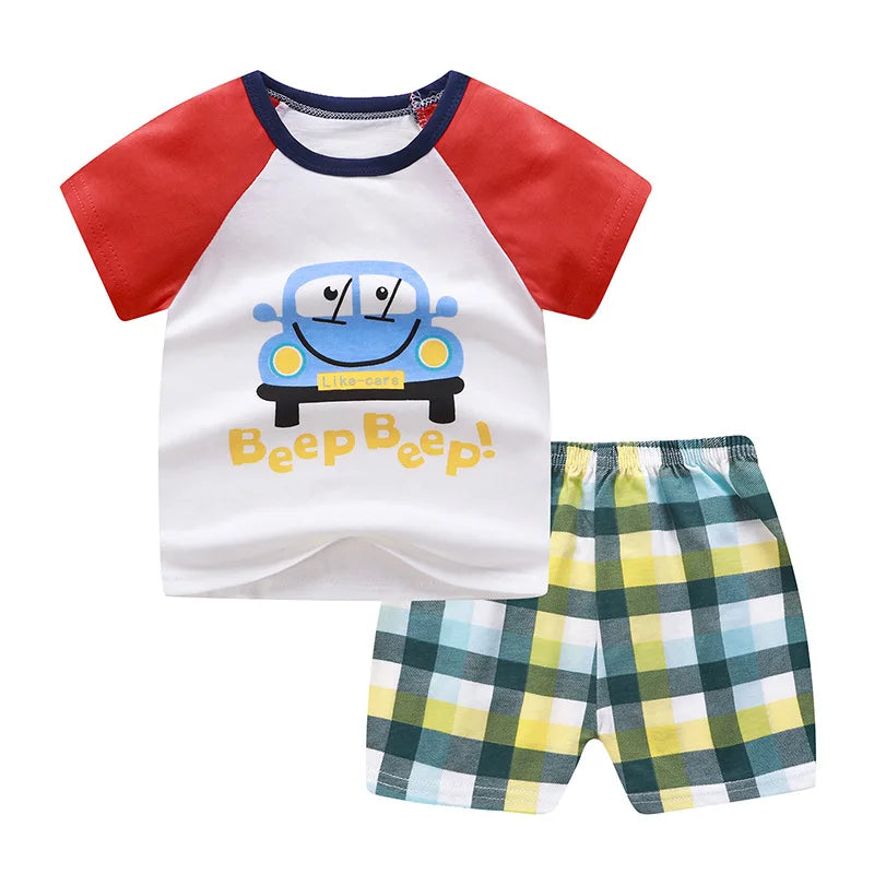 🧸 Winnie the Pooh Summer Kids Set – Cartoon T-shirt + Shorts 2Pcs Outfit | طقم صيفي للأطفال ويني ذا بوه – تيشيرت كرتوني + شورت قطعتين