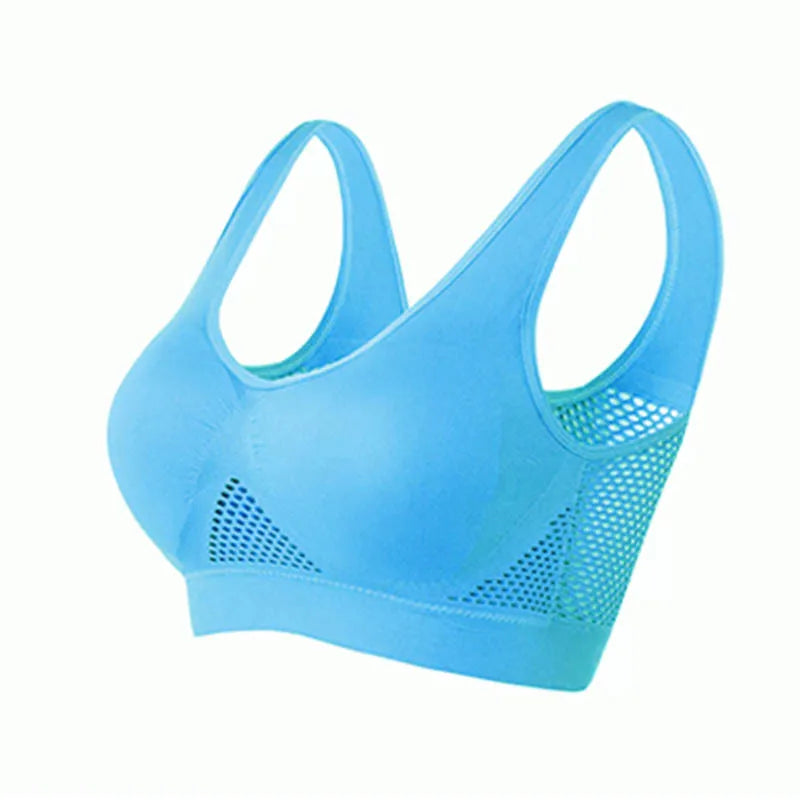 ✨ Seamless Breathable Sports Bra – Removable Padded Fitness Top for Women 🔷 حمالة صدر رياضية ناعمة وقابلة للتنفس – مبطنة قابلة للإزالة للرياضة والجيم للسيدات