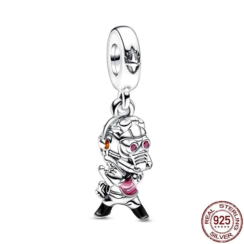 925 Sterling Silver Disney Bead Charm – Mickey, Minnie & Stitch DIY Bracelet Accessory | خرزة فضية أصلية 925 بتصميم ديزني – ميكي، ميني، وستيتش لسوار DIY نسائي أنيق