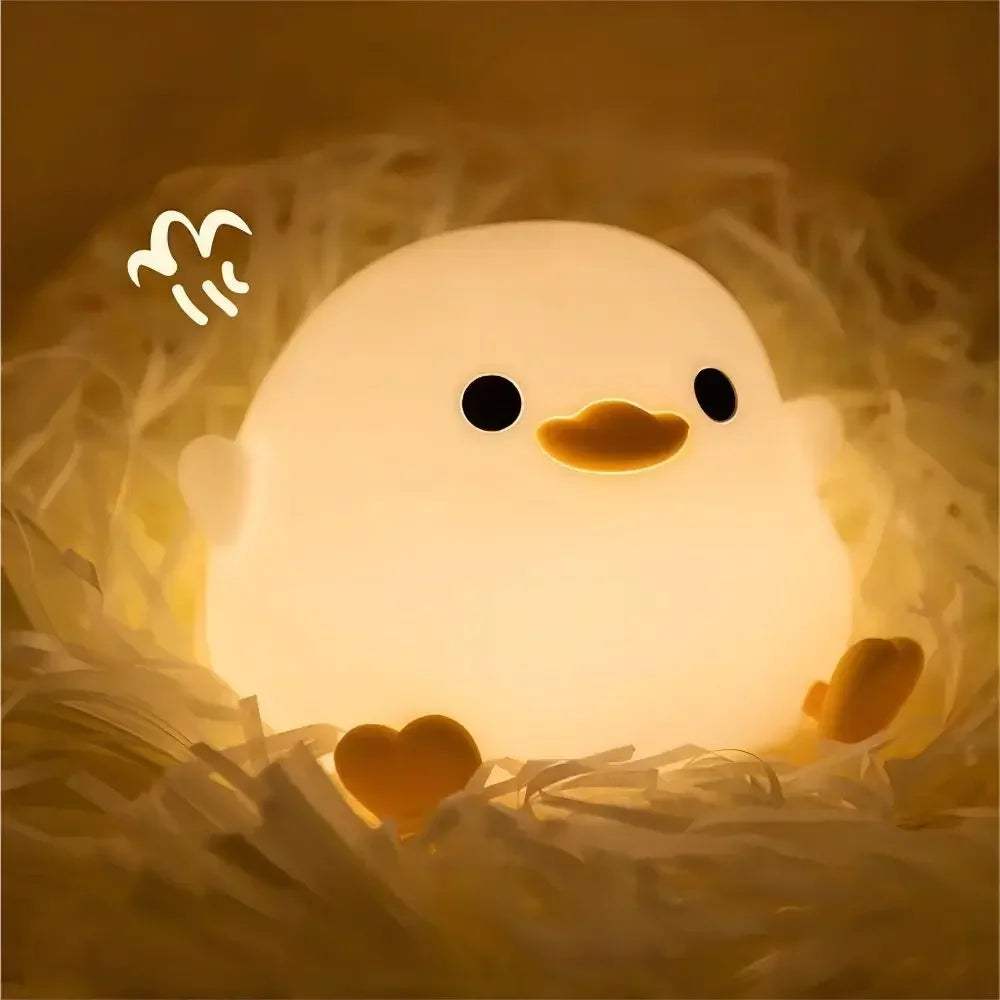 🌙 Duck Silicone Night Light 🐤 – USB Rechargeable Touch Lamp with Timer for Kids | مصباح بطة ليلي من السيليكون – يعمل باللمس وقابل للشحن مع مؤقت للأطفال
