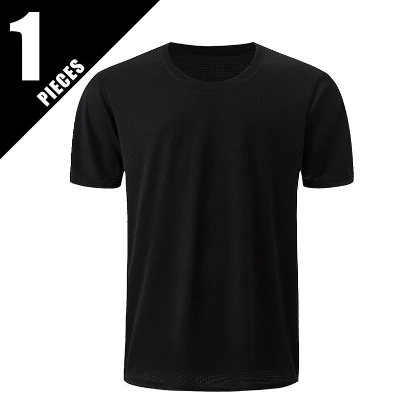 👕 Men's Solid Waffle Short Sleeve Sports Shirt – 1/5-Pack Lightweight Training Tee | تيشيرت رياضي رجالي بكم قصير – خامة وافل مريحة – قطعة أو باقة 5 قطع