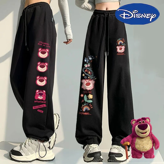 Disney Lotso Women’s Wide-Leg Pants – Cute Cartoon Straight Trousers for Fall/Winter Casual & Streetwear | بنطال نسائي واسع الساق من ديزني بشخصية Lotso – تصميم كرتوني لطيف للخريف والشتاء بأسلوب كاجوال وعصري