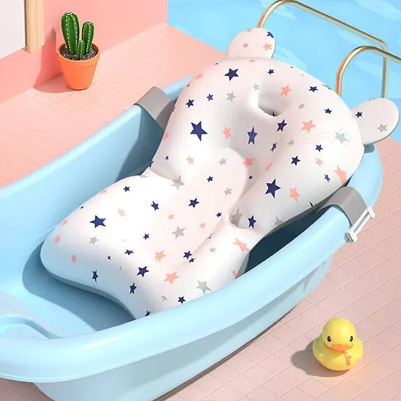 🛁 Baby Bath Support Hammock – Foldable Floating Cushion for Newborn Safety | وسادة استحمام للأطفال حديثي الولادة – شبك أمان قابل للطي وثابت داخل الحوض