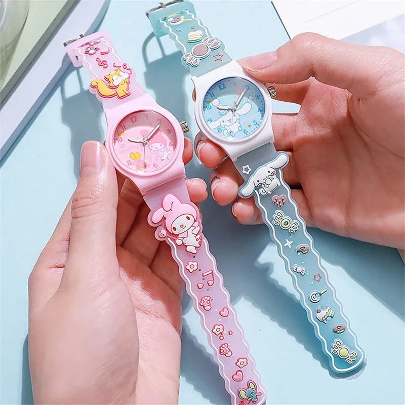 ⌚ Kawaii Sanrio 3D Cartoon Kids Watch – Waterproof Quartz Silicone Wristwatch | ساعة أطفال كرتونية سانريو ثلاثية الأبعاد – مقاومة للماء بسوار سيليكون ناعم