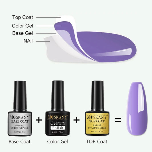 Acrylic Nail Art Set – No-Acid Primer with Base & Top Coat Gel Polish Kit | طقم تصميم الأظافر الأكريليك – برايمر بدون حمض مع طبقة أساس ونهائية من طلاء الجل