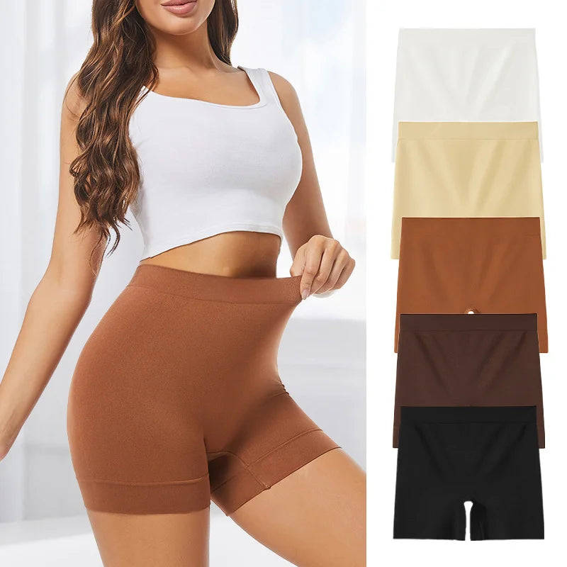 High Waist Seamless Ice Silk Safety Briefs – Women’s Anti-Slip Flat-Cut Underwear with Inner Seam for All-Day Comfort | شورت نسائي بخصر عالٍ وخياطة داخلية – تصميم آيس سيلك مريح ومضاد للانزلاق والتكشف طوال اليوم