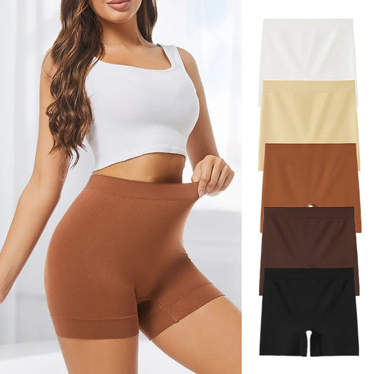 High Waist Seamless Ice Silk Safety Briefs – Women’s Anti-Slip Flat-Cut Underwear with Inner Seam for All-Day Comfort | شورت نسائي بخصر عالٍ وخياطة داخلية – تصميم آيس سيلك مريح ومضاد للانزلاق والتكشف طوال اليوم