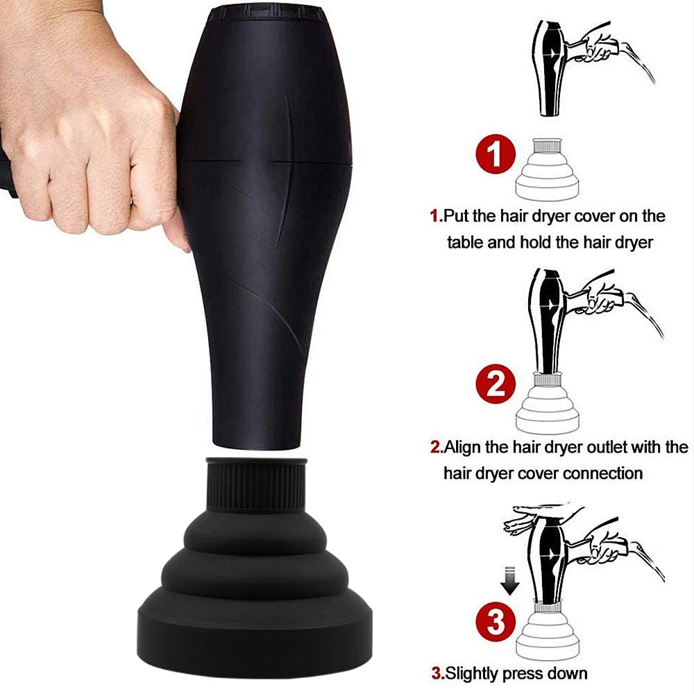 Universal Silicone Hair Diffuser Attachment – Curl-Enhancing Dryer Cover for Styling & Frizz Control | موزّع سيليكون عالمي لتجفيف الشعر المجعد – أداة تصفيف مقاومة للهيشان مناسبة لمعظم مجففات الشعر
