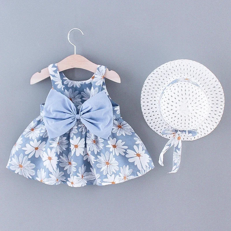 🎀 Summer Floral Princess Dress for Girls 0-3 Years 👗 – Sweet Everyday Dress with Bow | فستان صيفي مزخرف بالزهور للبنات من عمر 0-3 سنوات – فستان أميرة ناعم مع فيونكة