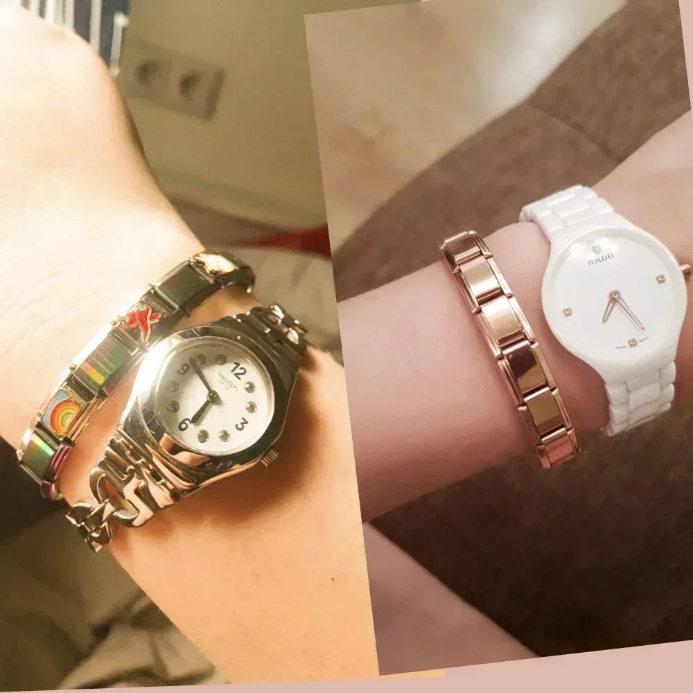 ✨ Hapiship Italian Elastic Charm Bracelet – 9mm Stainless Steel Fashion Bangle 🔷 سوار تشارم مرن إيطالي للنساء من هابي شيب – عرض 9 ملم ستانلس ستيل أنيق