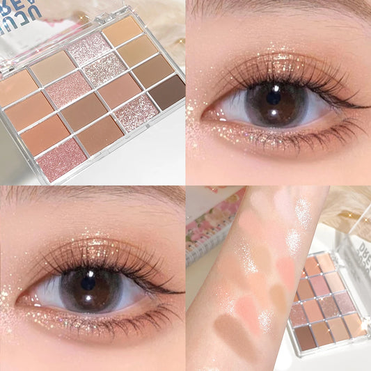 🎨 Love 16-Color Eyeshadow Palette – Matte & Pearlescent Earthy Shades | لوحة ظلال عيون 16 لون من Love – مطفي ولامع بدرجات ترابية ناعمة