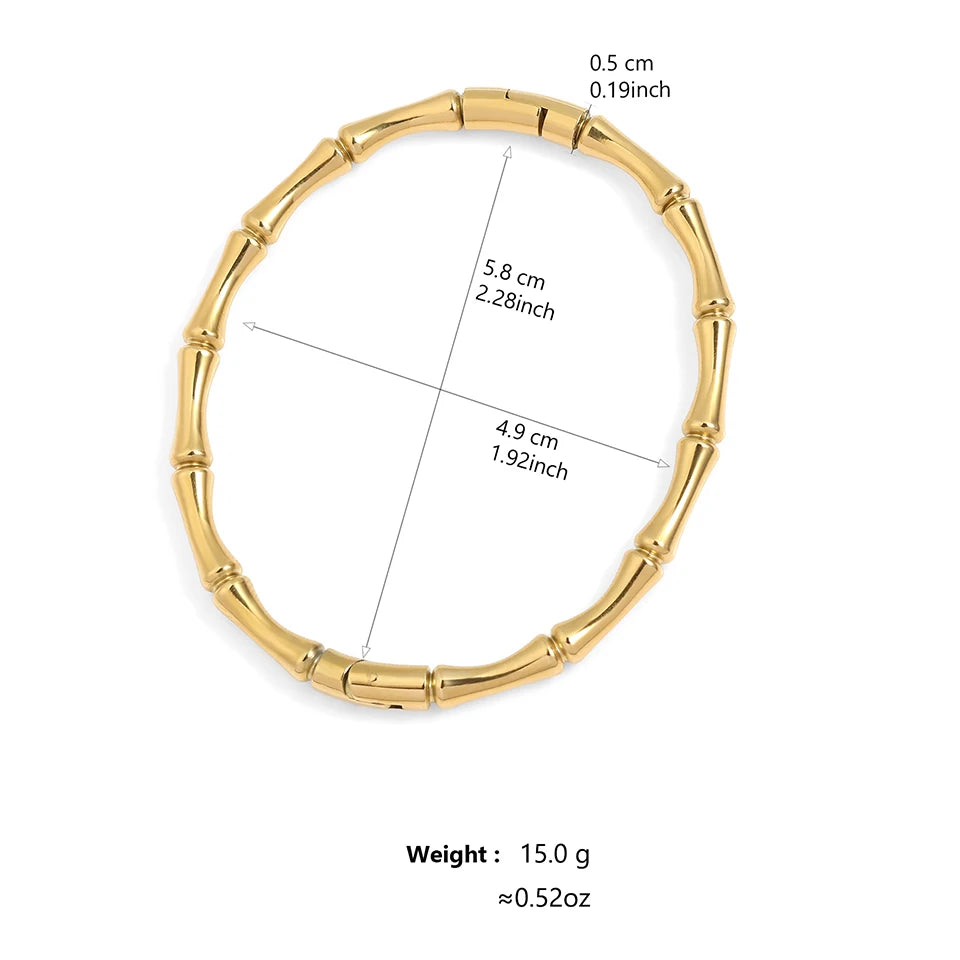 ✨ Bamboo Shape Stainless Steel Bracelet – Unisex Gold & Silver Smooth Finish 🔷 سوار أنيق بتصميم الخيزران من الستانلس ستيل – للنساء والرجال بلون ذهبي وفضي