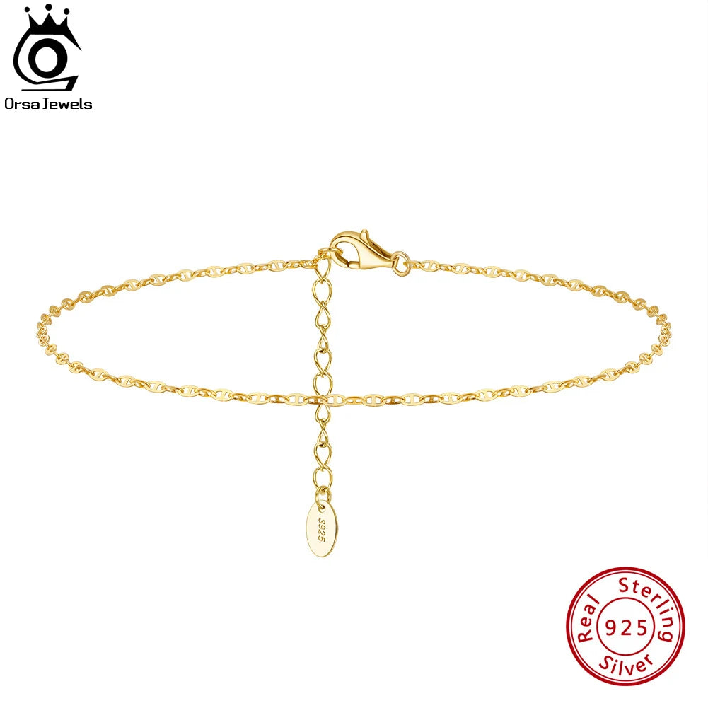 ORSA JEWELS Simple Design Sea Beach Anklet for Women Present Sterling Silver 925 Foot Chain on Leg Fashion Foot Jewelry SA24