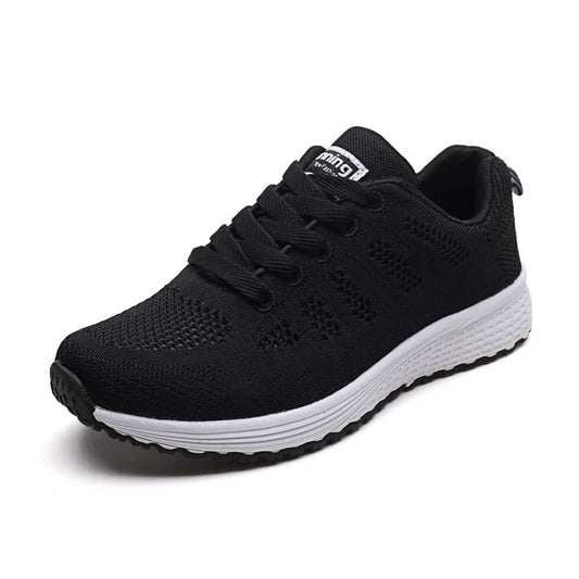 Women’s Fashion Mesh Sneakers – Breathable Flat Vulcanized Gym & Walking Shoes | سنيكرز نسائي شبكي أنيق – أحذية رياضية مسطحة قابلة للتهوية للمشي والتمارين