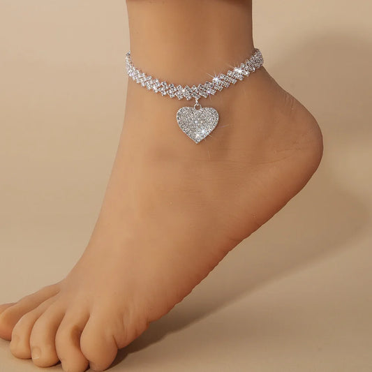 ✨ Beautiful Dazzling Cubic Zirconia Chain Anklet | خلخال نسائي فضي أنيق من الزركون اللامع ✨
