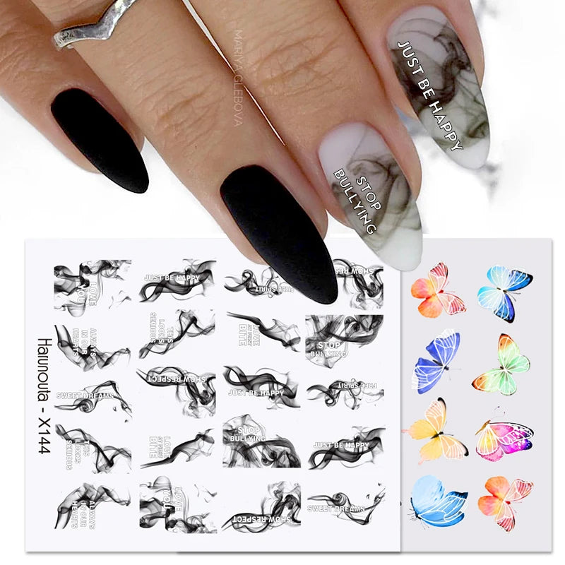 1Pc 3D Nail Sticker Colorful Pattern Press on Nail Decals Wave Gold Ink Blooming Marble Design Slider DIY Nail Art Decorations