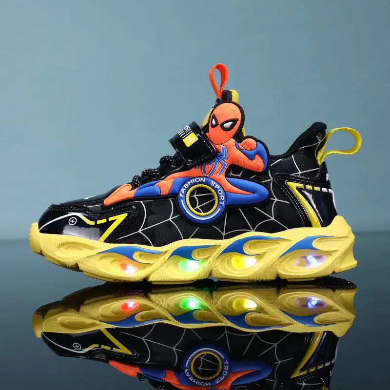 👟 Disney Boys LED Sneakers – Cartoon Light-Up Sports Shoes for Kids | حذاء أطفال ديزني رياضي بإضاءة – تصميم كرتوني ضد الانزلاق مع أضواء LED