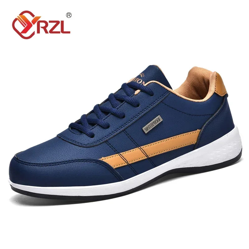 👟 YRZL Men’s Waterproof Leather Walking Sneakers – Non-Slip Casual Sports Shoes | حذاء رجالي رياضي مقاوم للماء – جلد أنيق ومريح – مانع للانزلاق