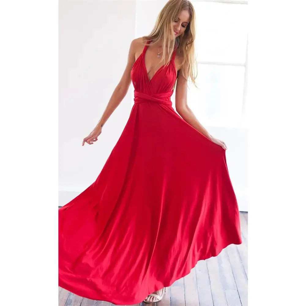 💃 Convertible Infinity Maxi Dress for Women 🔥 – Multiway Wrap Boho Bandage Gown for Parties & Bridesmaids | فستان نسائي طويل قابل للتعديل – فستان لفّ أنيق بإطلالات متعددة للمناسبات وحفلات الزفاف