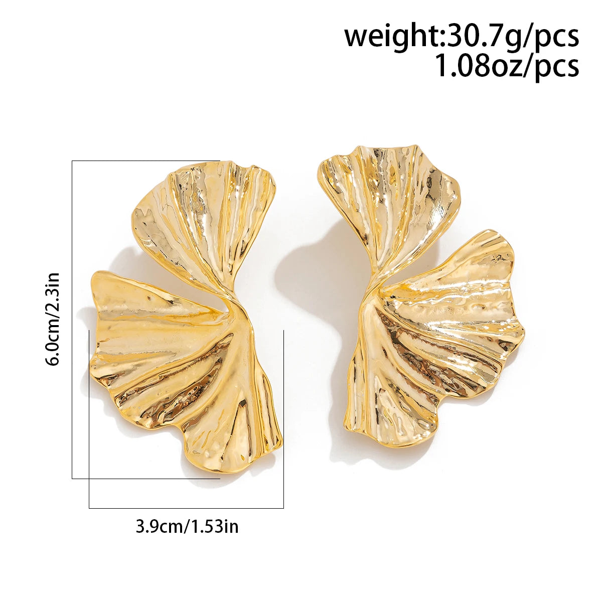 ✨ Ingemark Exaggerated Maple Leaf Stud Earrings – Punk Gold Geometric Petal Design 🔷 أقراط ورقة القيقب الكبيرة من إنجمارك – تصميم جريء هندسي باللون الذهبي بأسلوب البانك