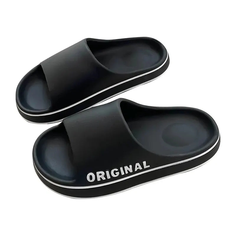 Feslishoet Unisex Letter Slides – Thick Sole Anti-Slip Summer Slippers for Beach & Indoor | شبشب Feslishoet برسومات – نعل سميك ومضاد للانزلاق للرجال والنساء، صيفي للبحر والحمام