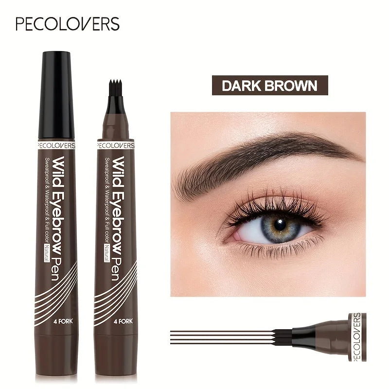 قلم وشم حواجب ضد الماء بأطراف رباعية – 6 ألوان طبيعية | Waterproof 4-Tip Eyebrow Tattoo Pen – 6 Natural Colors