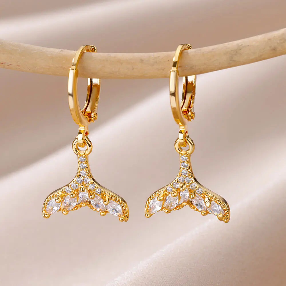 ✨ Luxury Zircon Heart & Moon Hoop Earrings – Imitation Pearl Stainless Steel Wedding Jewelry 🔷 أقراط دائرية فاخرة بزركون وقلب وهلال – تصميم أنيق مع لؤلؤ صناعي من الستانلس ستيل