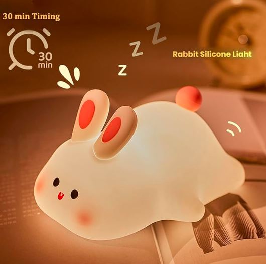 Rabbit LED Night Light – Wireless Bedside Atmosphere Lamp for Bedroom & Floor Decor | مصباح أرنب ليلي LED بدون توصيل – ديكور أنيق ومضيء لطاولة السرير وغرف النوم