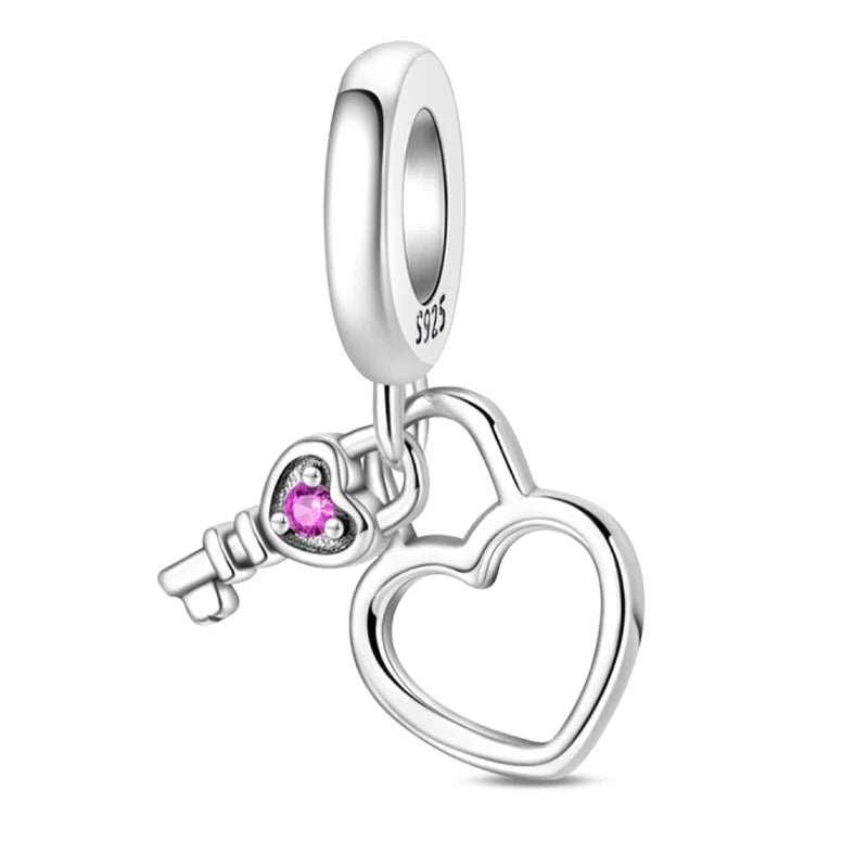 ✨ 925 Sterling Silver Mom & Daughter Heart Charm – Fits Pandora Bracelets 🔷 تعليقة قلب للأم والابنة من الفضة الإسترلينية 925 – مناسبة لأساور باندورا