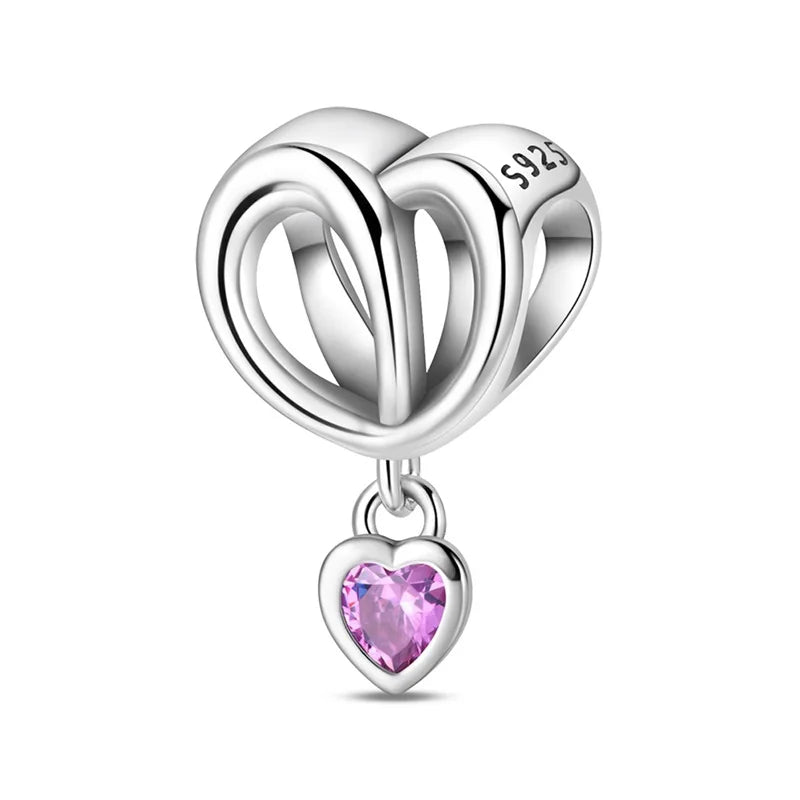 ✨ 925 Sterling Silver Mom & Daughter Heart Charm – Fits Pandora Bracelets 🔷 تعليقة قلب للأم والابنة من الفضة الإسترلينية 925 – مناسبة لأساور باندورا