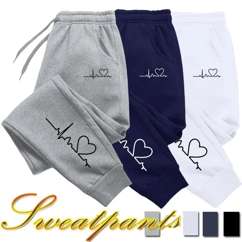 Women’s Heart Print Jogging Sweatpants – High-Quality Casual Fitness Tracksuit Trousers | بنطال رياضي نسائي بطبعة قلب – بجودة عالية للمشي والرياضة والإطلالات اليومية