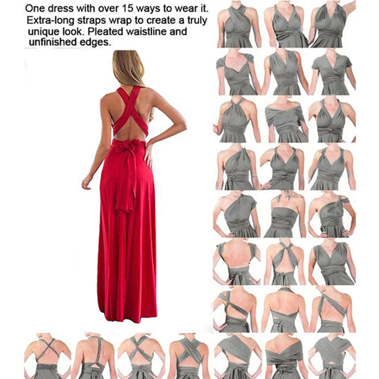 💃 Convertible Infinity Maxi Dress for Women 🔥 – Multiway Wrap Boho Bandage Gown for Parties & Bridesmaids | فستان نسائي طويل قابل للتعديل – فستان لفّ أنيق بإطلالات متعددة للمناسبات وحفلات الزفاف
