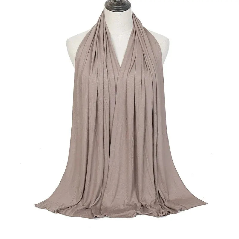 🌙 Modal Cotton Jersey Hijab Scarf 🧣 – Soft Plain Long Head Wrap for Women (170x60cm) | حجاب شيفون قطني ناعم – شال طويل سادة بربطة مرنة للنساء (170×60 سم)