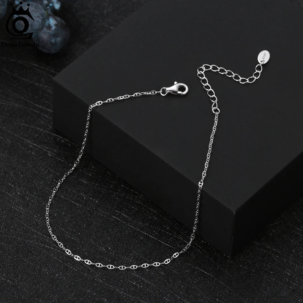 ORSA JEWELS Simple Design Sea Beach Anklet for Women Present Sterling Silver 925 Foot Chain on Leg Fashion Foot Jewelry SA24