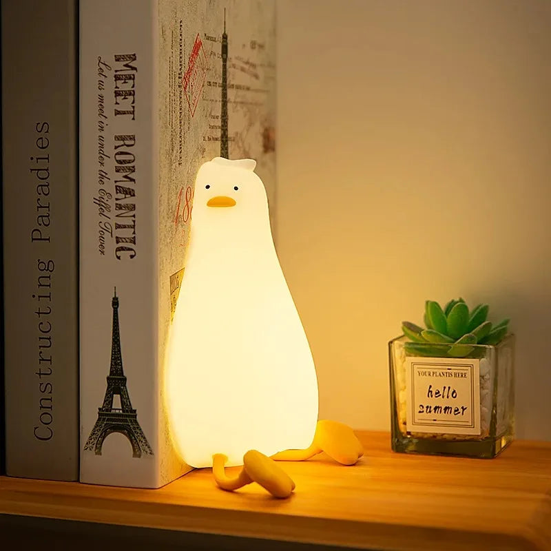 Duck Rechargeable LED Night Light – Cute Silicone Bedside Lamp for Kids | مصباح بطة ليلي LED قابل لإعادة الشحن – لمبة سيليكون لطيفة للأطفال بجانب السرير
