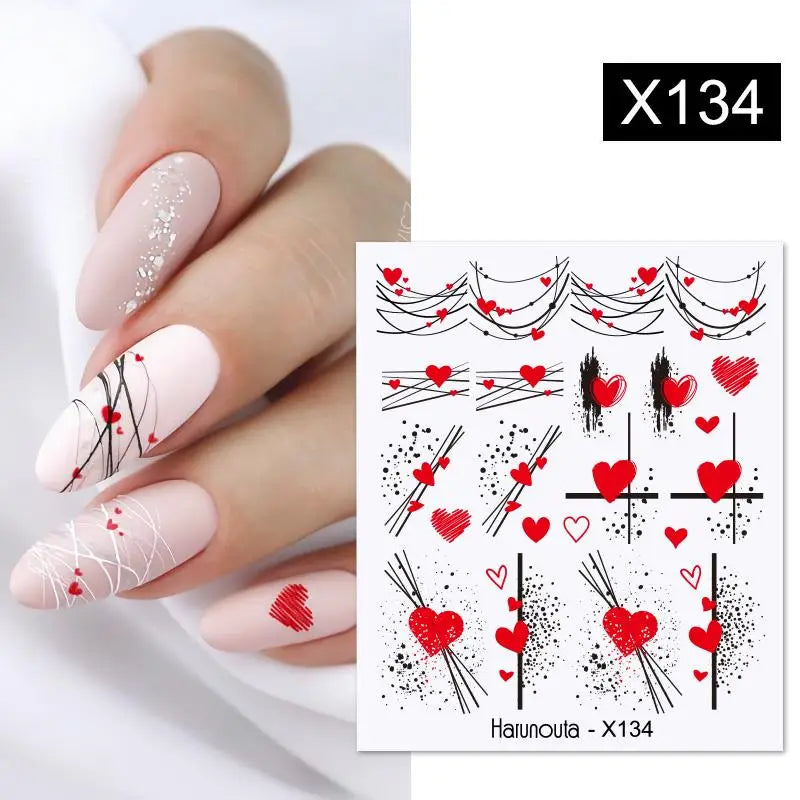 1Pc 3D Nail Sticker Colorful Pattern Press on Nail Decals Wave Gold Ink Blooming Marble Design Slider DIY Nail Art Decorations