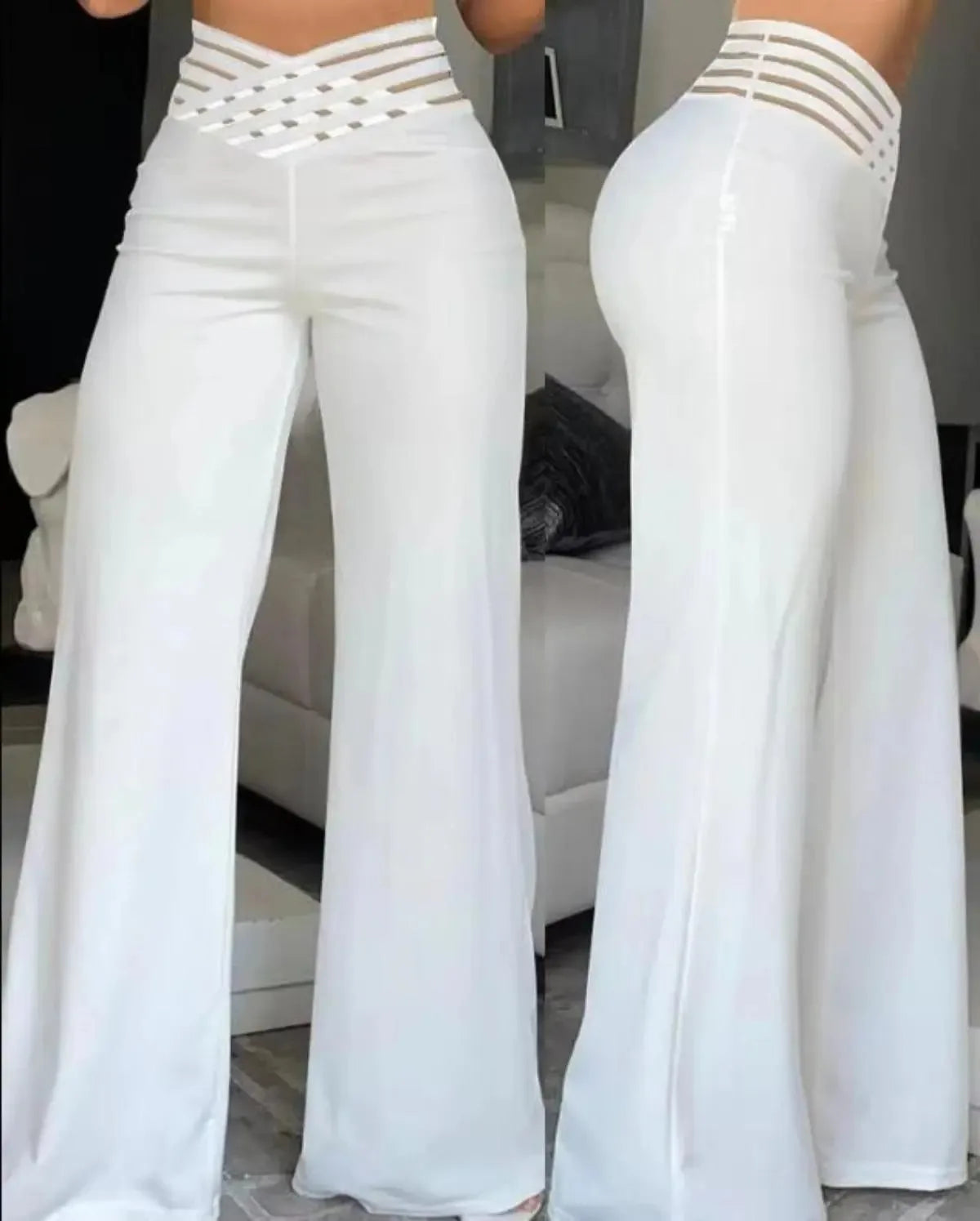 💫 Women’s Flared Mesh Patch Pants 👖 – High Waist Y2K Wide-Leg Streetwear Trousers | بنطال نسائي واسع بخصر عالٍ وتفاصيل شبك – ستايل Y2K أنيق للخريف والطلعات الكاجوال