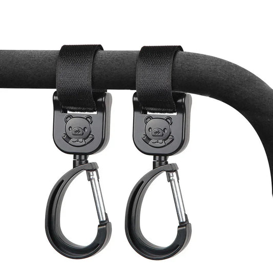 🪝 360° Rotating Baby Stroller Hooks – Universal Organizer Hangers for Pram & Cart | خطاف دوّار 360° لعربات الأطفال – لتعليق الشنط وتوفير المساحة