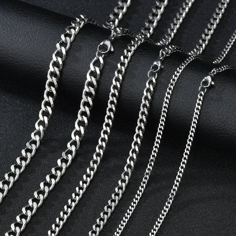 ✨ Punk Curb Cuban Chain Necklace – 3/5/7mm Stainless Steel Unisex Link 🔷 سلسلة ستانلس ستيل ستايل بانك – تصميم كيرب كوبن 3/5/7 ملم للرجال والنساء