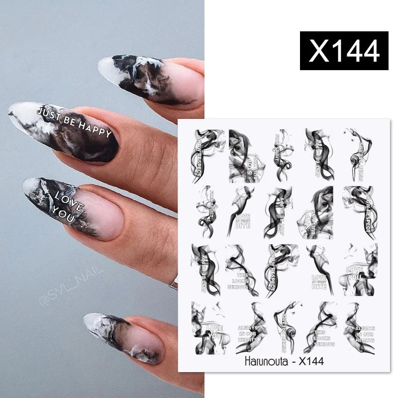 1Pc 3D Nail Sticker Colorful Pattern Press on Nail Decals Wave Gold Ink Blooming Marble Design Slider DIY Nail Art Decorations