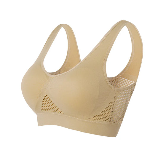 ✨ Seamless Breathable Sports Bra – Removable Padded Fitness Top for Women 🔷 حمالة صدر رياضية ناعمة وقابلة للتنفس – مبطنة قابلة للإزالة للرياضة والجيم للسيدات