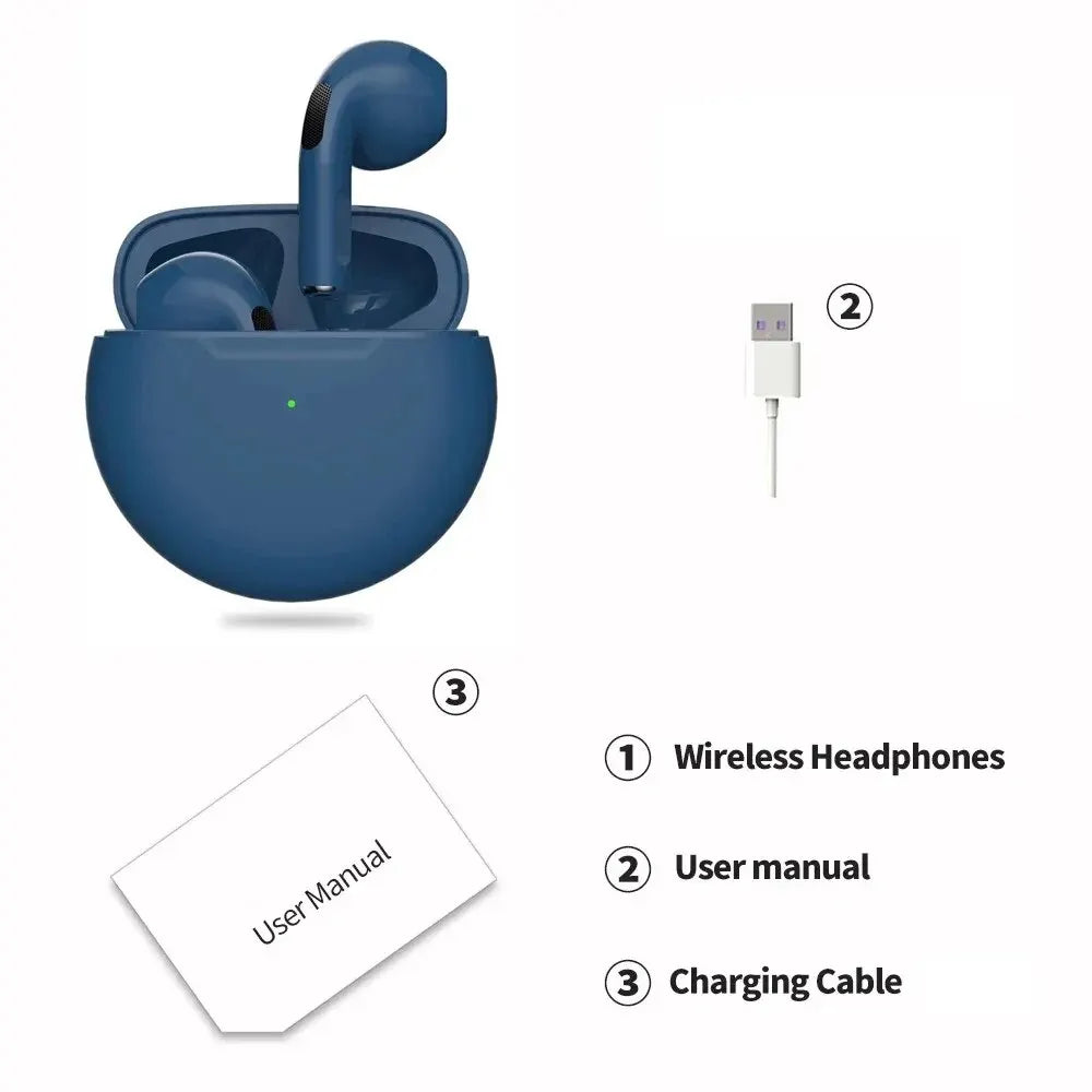 🎧 New Air Pro 6 TWS Wireless Earbuds 🔊 – Bluetooth Headphones with Mic for iPhone & Android | سماعات Air Pro 6 اللاسلكية – بتقنية TWS وبلوتوث مع مايك للجوالات
