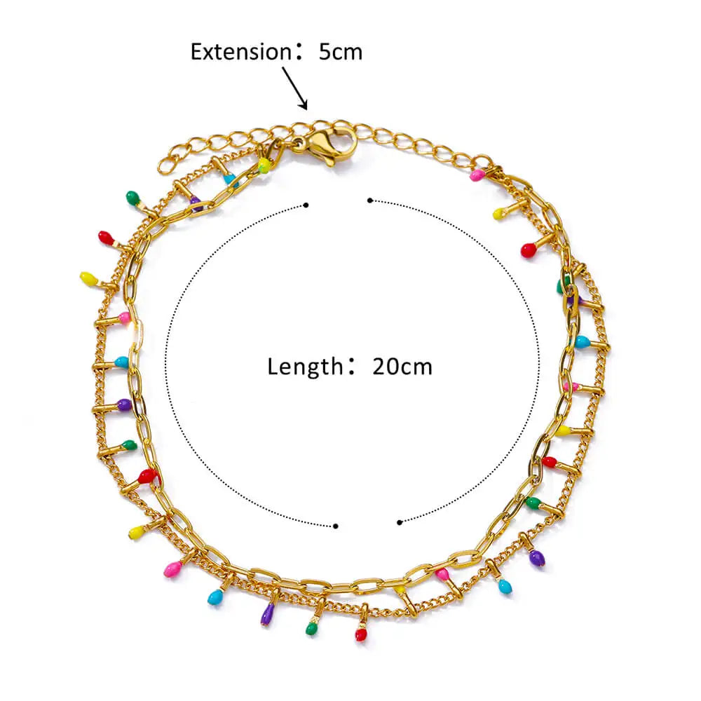 ✨ Ocean Animal Anklet – Gold Stainless Steel Beach Foot Jewelry 🔷 خلخال بسلسلة حيوانات البحر – ستانلس ستيل ذهبي لإطلالة صيفية أنيقة للنساء