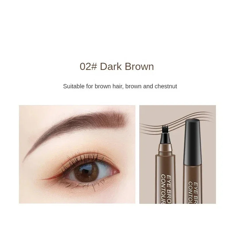 4-in-1 Waterproof Eyebrow Pencil – 5-Color Long-Lasting Liquid Brow Definer | قلم حواجب 4 في 1 مقاوم للماء – 5 ألوان طبيعية لتحديد ورسم الحواجب بثبات عالي