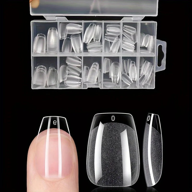 120-Piece Full Cover Press-On Nail Tips – Stiletto, Almond, Square & Coffin Shapes | طقم 120 طرف أظافر صناعية جاهزة – أشكال ستيلتو، لوزي، سكوير وكوفن للتجميل المنزلي