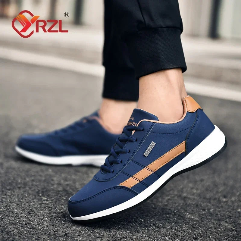 👟 YRZL Men’s Waterproof Leather Walking Sneakers – Non-Slip Casual Sports Shoes | حذاء رجالي رياضي مقاوم للماء – جلد أنيق ومريح – مانع للانزلاق