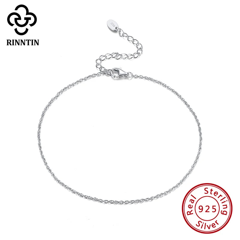 Rinntin S925 Sterling Silver Ankle Chain – Elegant Summer Foot Bracelet for Women & Girls | خلخال نسائي أنيق من الفضة الأصلية S925 من Rinntin – إكسسوار قدم عصري لصيف البحر والمناسبات